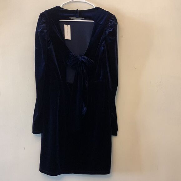 SUGAR + LIPS DRESS turn around blue velvet mini  Size M NWT - Picture 5 of 11
